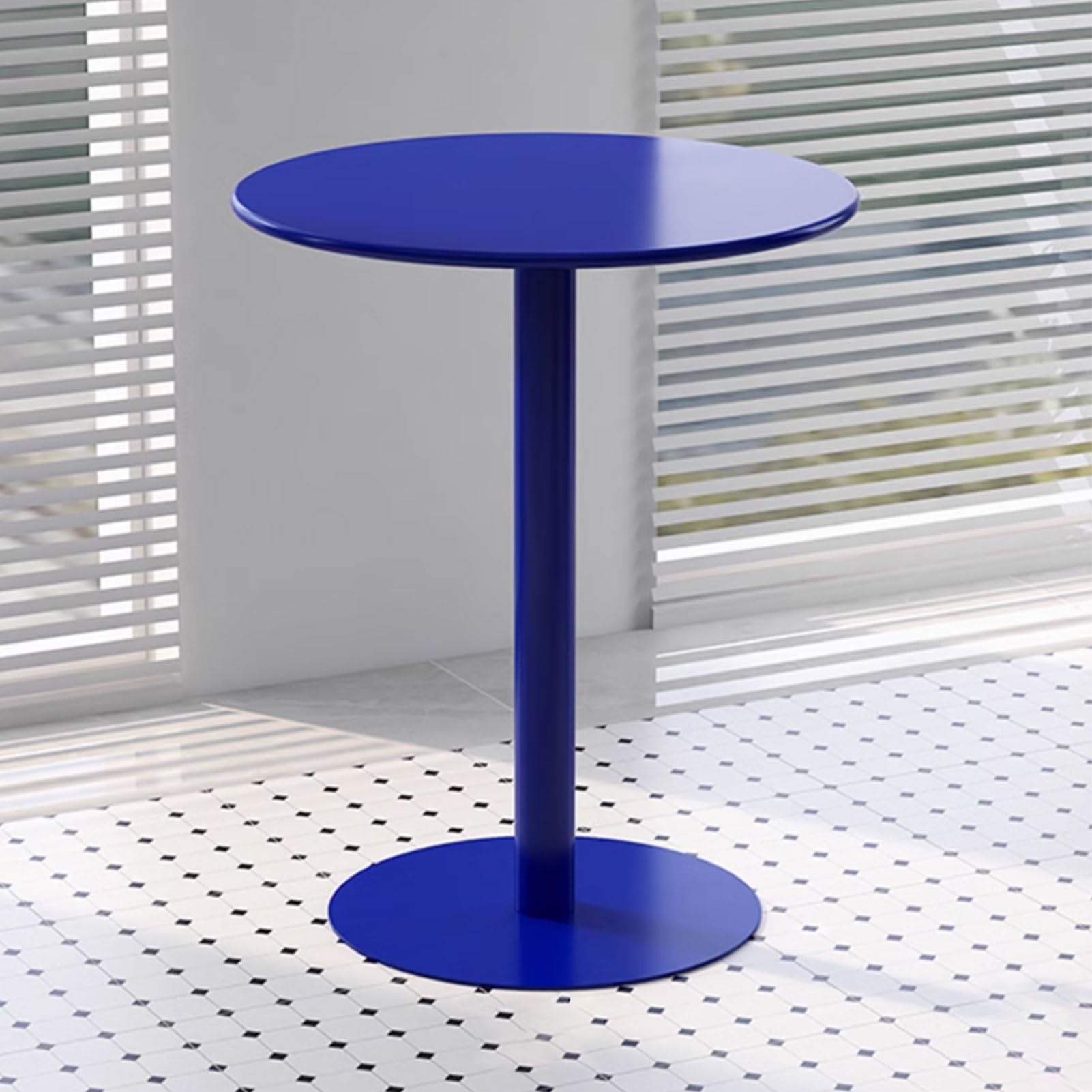 Table ronde avec kit d'installation, table de bistro, tables de bar hautes, table de comptoir bleue, table basse, table de salle à manger pour pub, club, balcon, extérieur | Sélection du modèle ( Size