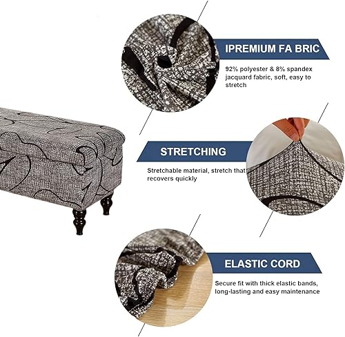 Miniatura 3 de FUANGUI Funda otomana de almacenamiento elástica para banco otomano, funda impresa plegable para banco de almacenamiento, cubierta otomana,
