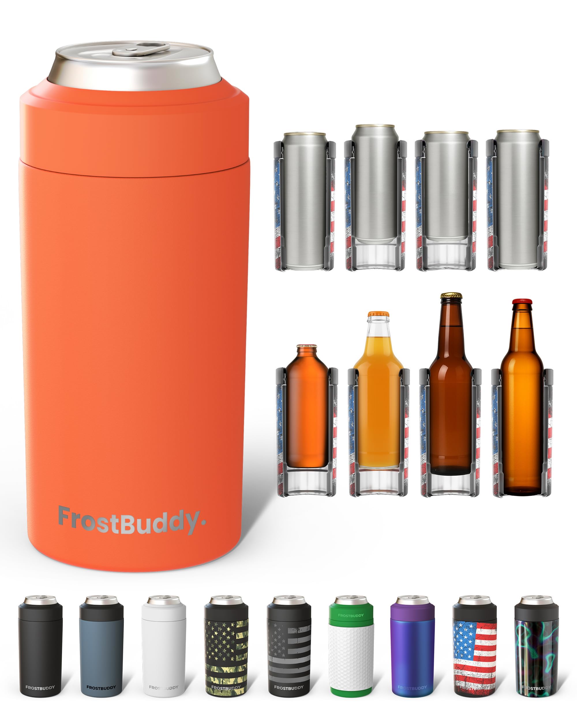 Frost Buddy Universal Can Cooler, Stainless Steel Can Insulator, Orange-