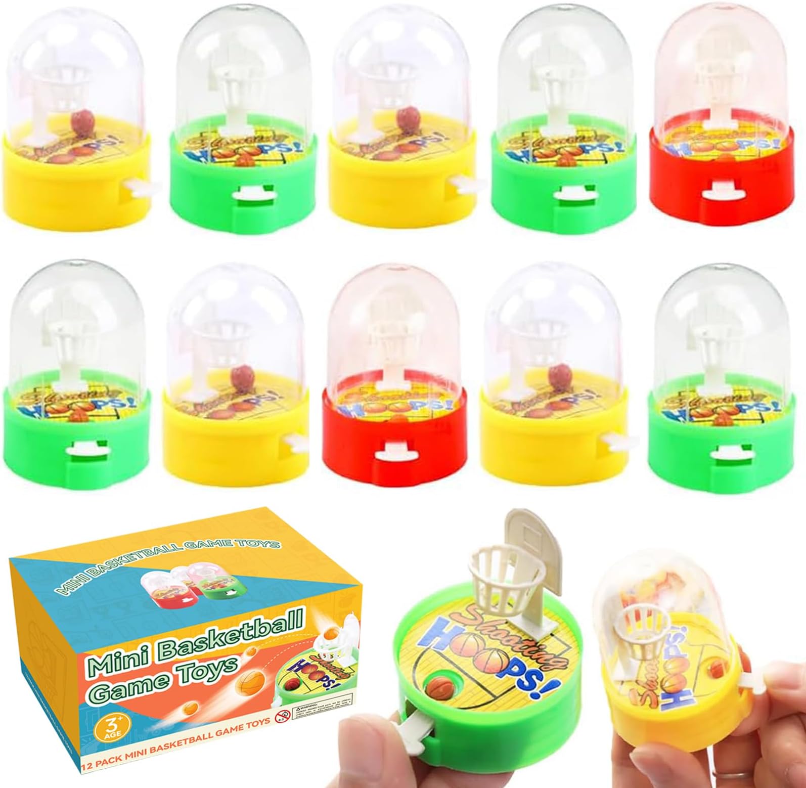 NEEW 12 Pack Mini Finger Basketball Shooting Game, Party Favors Basketball Party Decorations Mini Handheld Desktop Table Classroom Rewards, Carnival Prizes for Kids