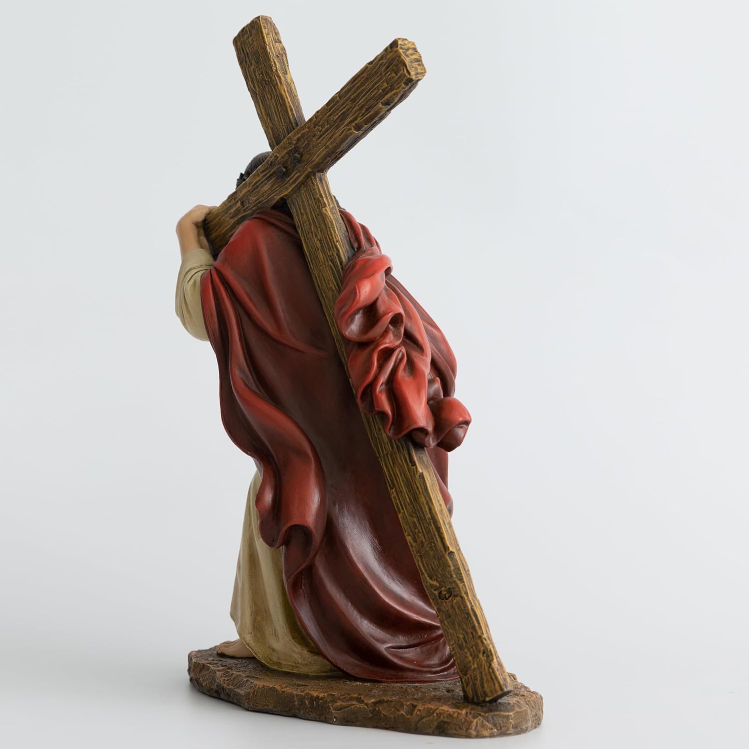 BC Catholic Jesus Carrying The Cross Statue, 12.5" H Jesus on The Way to Calvary, Symbol of Faith, Sacrifice, Redemption, Religious Gift, Renaissance Art Sculpture Handpainted by Buildclassic