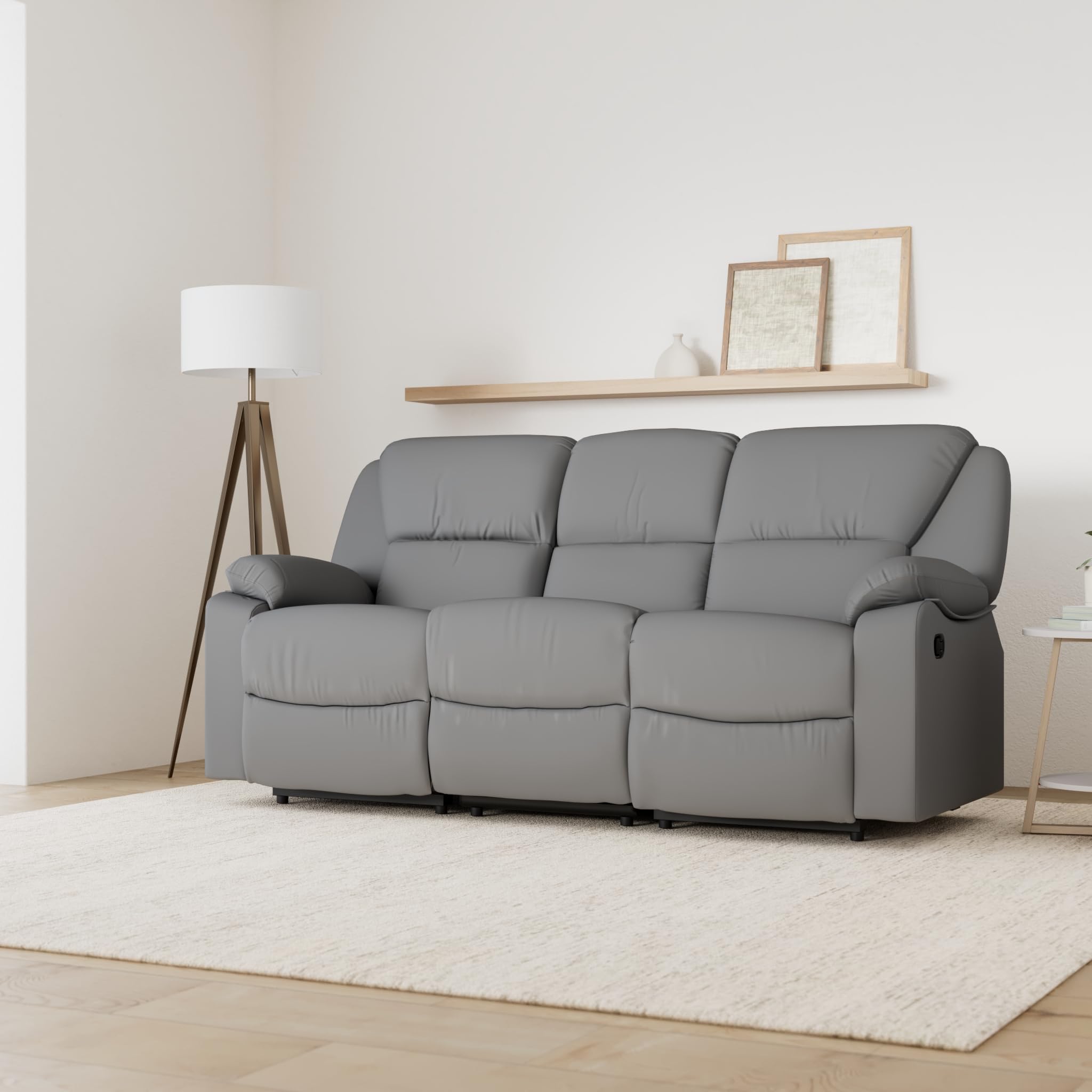 Totò Piccinni Set Divano 2 o 3 posti, Poltrona Relax CALIPSO Reclinabile, ImbottitI con Braccioli e Poggiapiedi (Tessuto Grigio, 3 Posti)