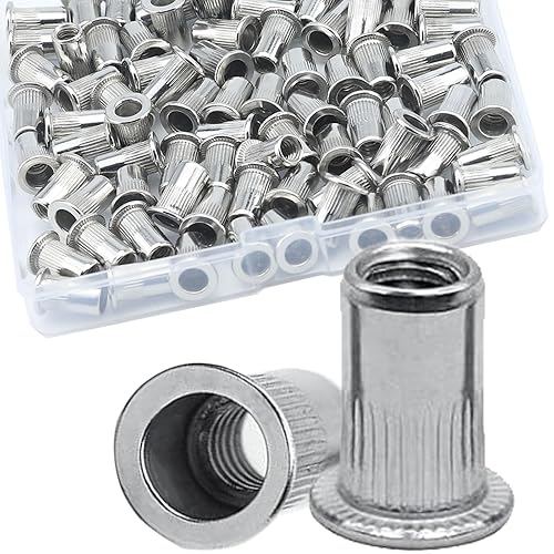 Miniatura 27 de Kits de tuercas remachables de acero inoxidable SAE y métrico JROUTH, surtido de 380 tuercas remachables y Nutsert, tamaños 8-32 10-24 1/4"-20