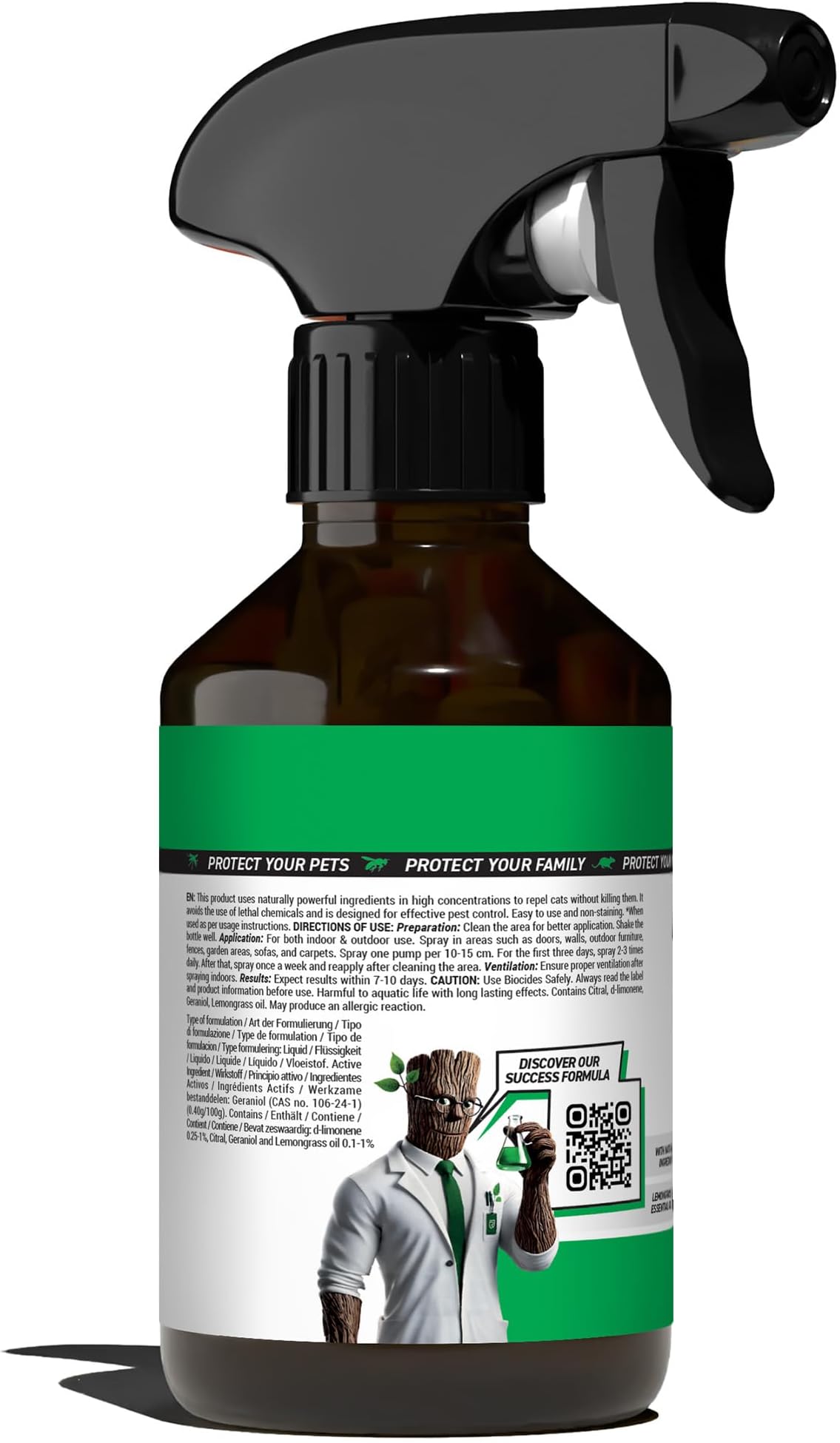 RepellShield Cat Repellent Spray - Natural Citronella Oil, Pet-Safe, Non-Toxic, High Efficiency Animal Control for Homes, Lemon Scented, Versatile Indoors & Outdoors - Responsible Deterrence, 250ml