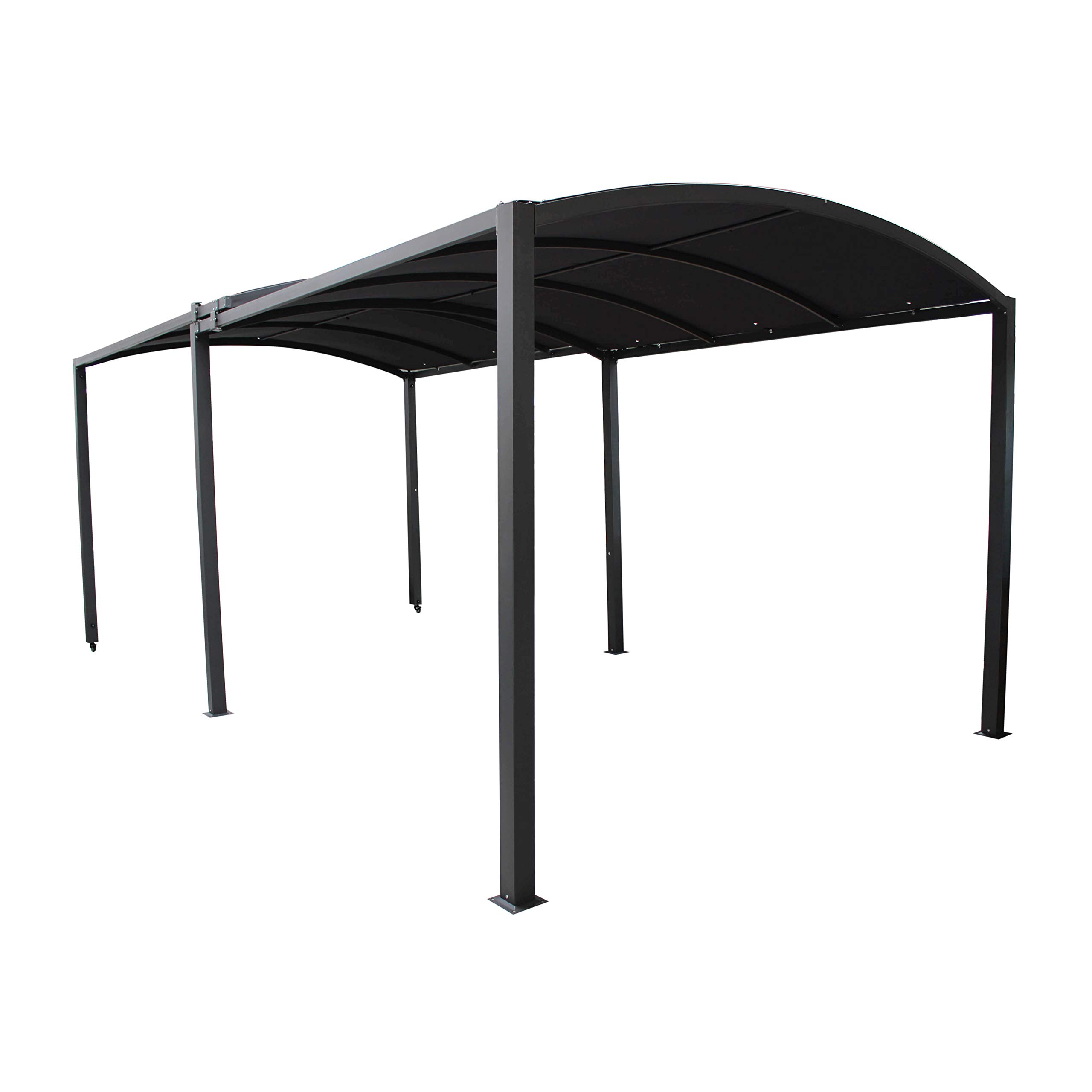 Gazebo Allungabile 3x3/6MT - Struttura in Acciaio, Telo in Poliestere, con Ruote, da Giardino, Terrazzo, Pergola, Patio, Protezione UV - Grigio Scuro