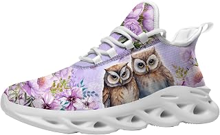Custom Owl Sneakers Men Women Running Shoes Add Name Lightweight Walking Tennis Shoes Gifts for Men Women