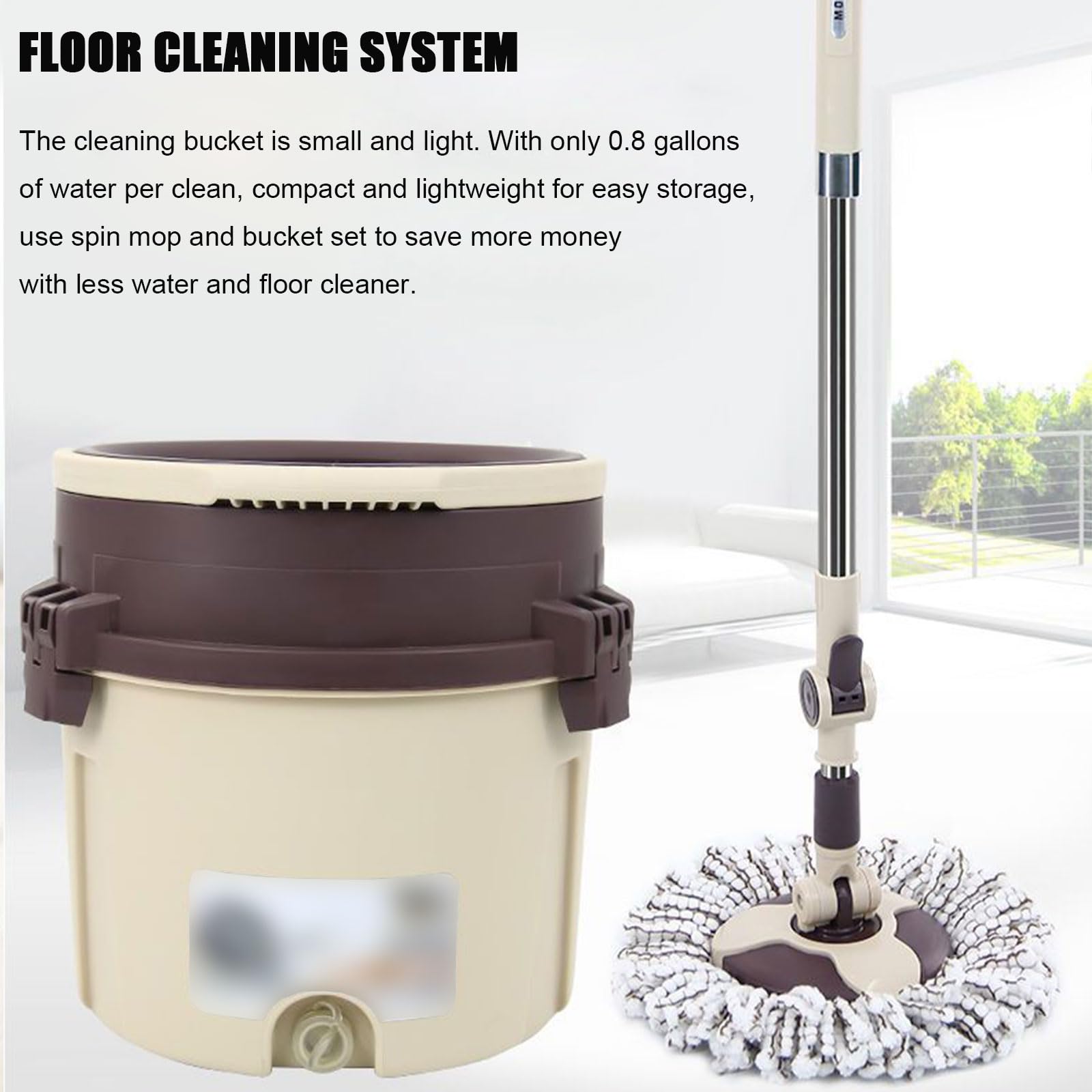 Questo Set Composto da mocio Rotante e Secchio con strizzatore per la casa, Testina del mocio Girevole a 360° con 4 Panni di Ricambio in Microfibra, Pulizia di Pavimenti in Legno, Laminato,