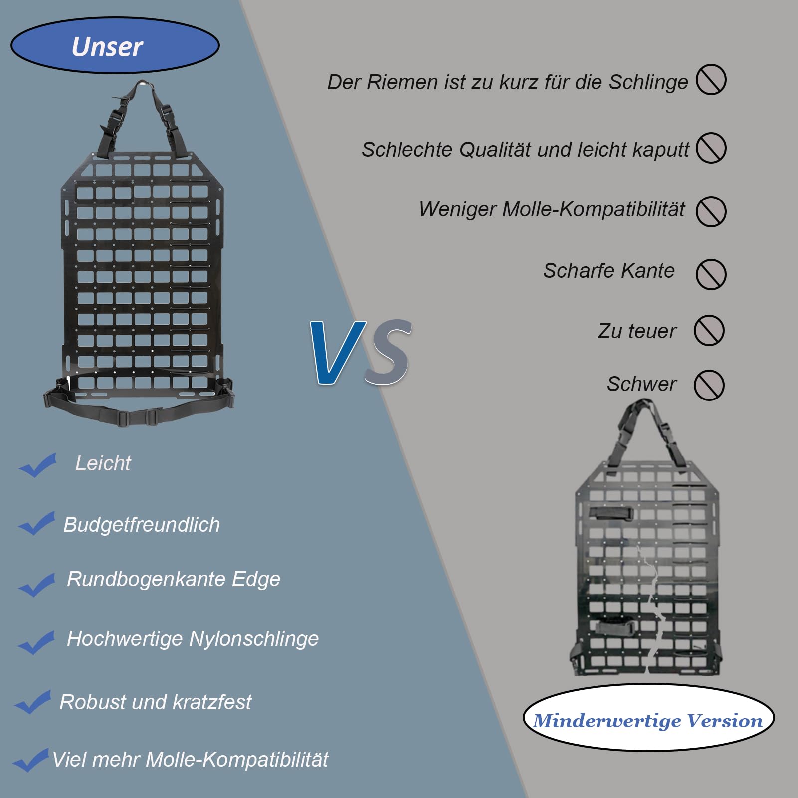 Molle Panel Auto 58cm 36cm Rücksitz Rückenlehnen Organizer Taktisch Lagerung ABS-Kunststoff