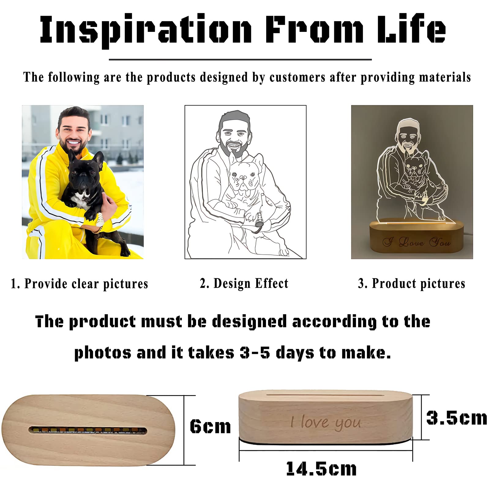 Lámpara de fotos personalizada Impresión 3D, Lámpara de fotos personalizada Texto de grabado de fotos en 3D, Lámpara 3D personalizada para ella Él Ideas de boda Idea de regalo Pareja Aniversario