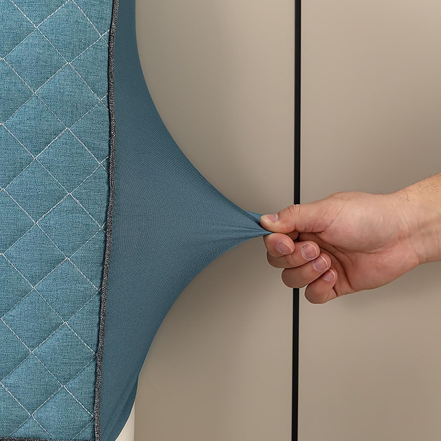 Cotton Bed Headboard Slipcover,360° All-Around Wrap Headboard Cover,Soft Headboard Padding Protector Cover,Washable Dustproof Headboard Protector(Blue,70.7in)