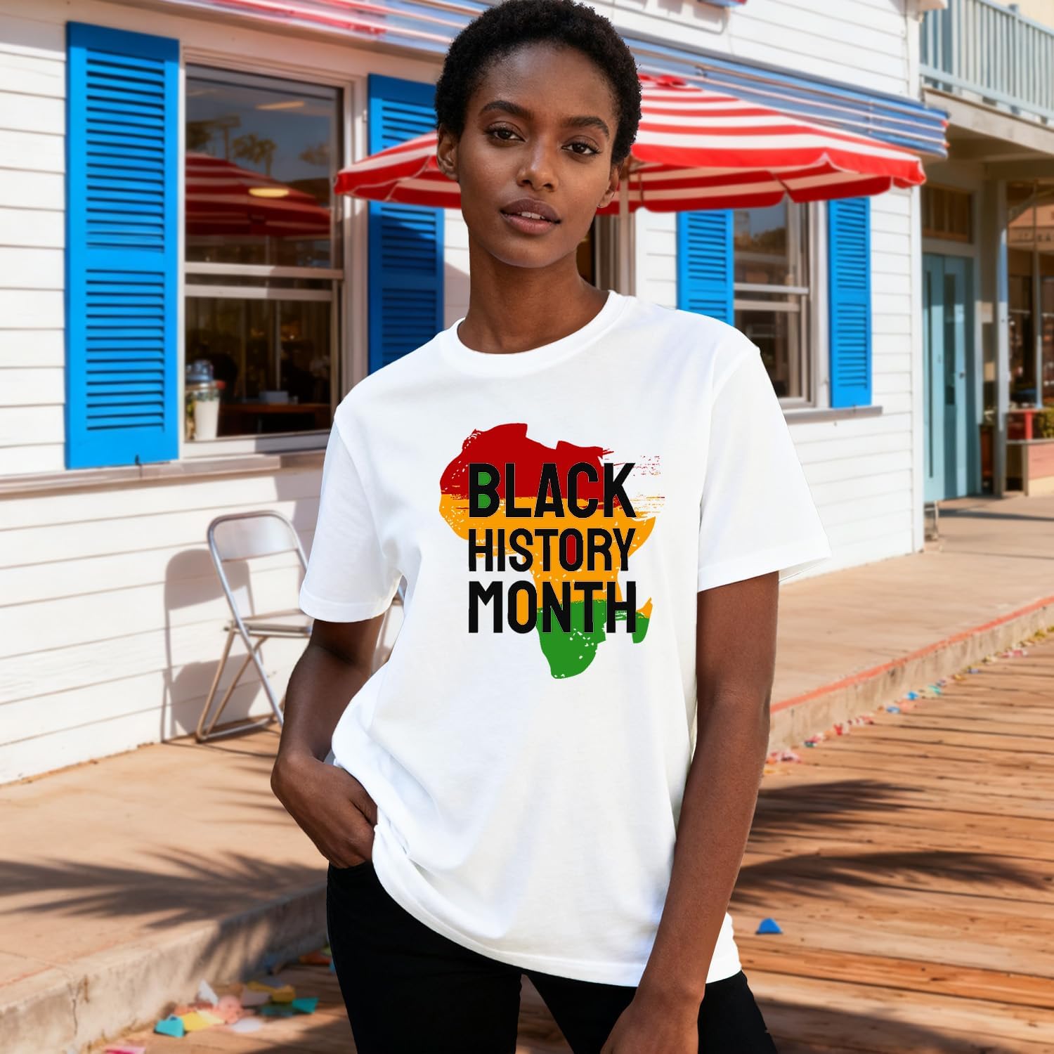 Black History Shirts for Women Black History Month T-Shirt African American Pride Tee Tops - Image 2