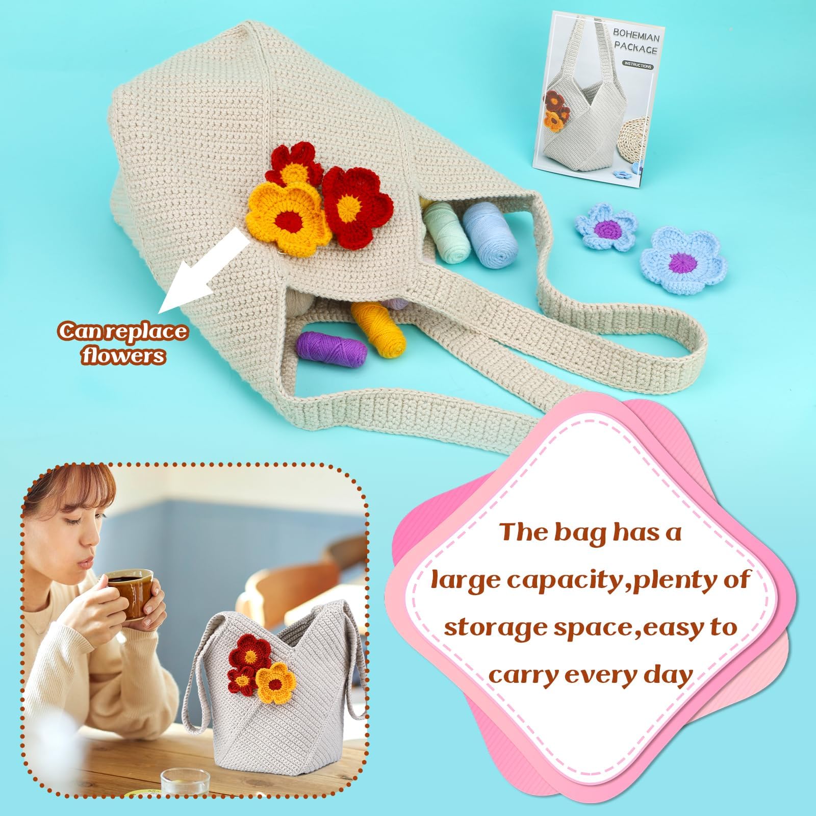 Cadeau Créatif Crochet KIT COMPLET DE Fleurs Au Crochet Avec Des Tutoriels étape Par étape Idéal... EUR 25,42 - PicClick FR Kit Débutant Crochet Complet