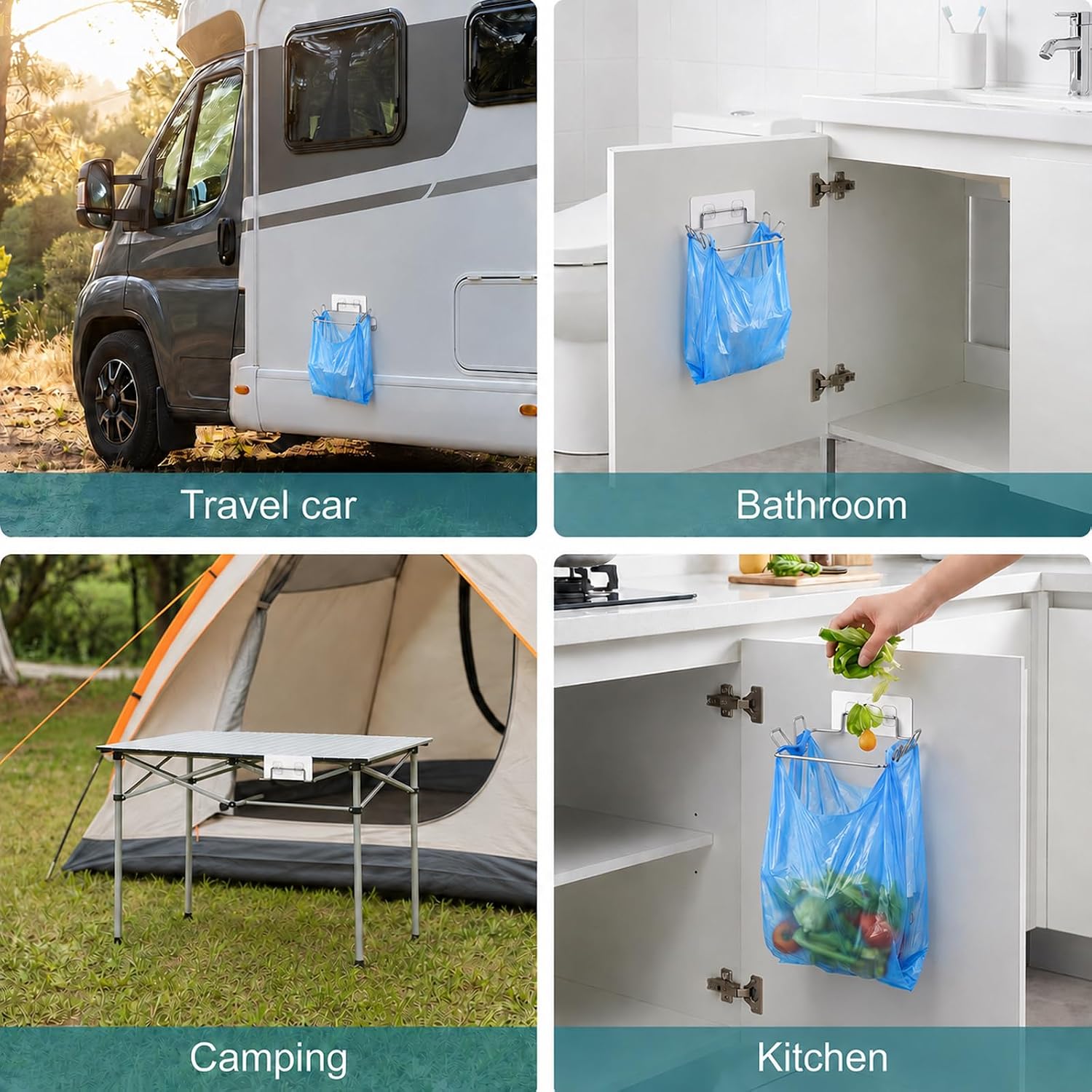 Hanging Trash Can Under Sink Bag Hanger