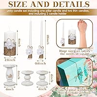 Vista 3 de Zhehao Juego de 3 velas Unity con soporte para ceremonia de boda, accesorios rústicos para ceremonia de recepción, portavelas decorativo de granja