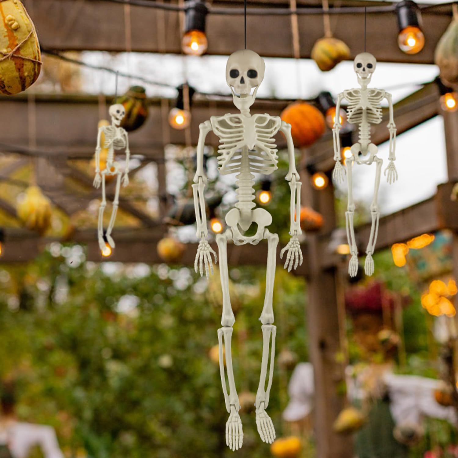 2 Squelettes Halloween Réalistes Posables 40 Cm – Décorations Effrayantes Intérieur/Extérieur