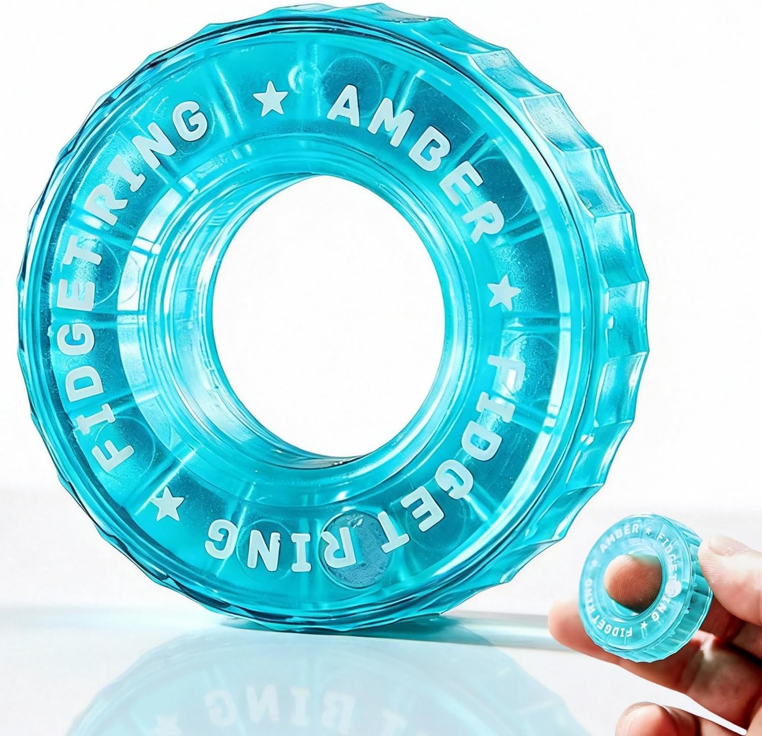 Fidget Ring Slider for Adults, Rotatable Fidget Finger Ring with Relax Sound, Stress Relief Fidget Slider Toy for ADHD Anxiety Focus, Portable EDC Gift for Adult Office Work (Blue)