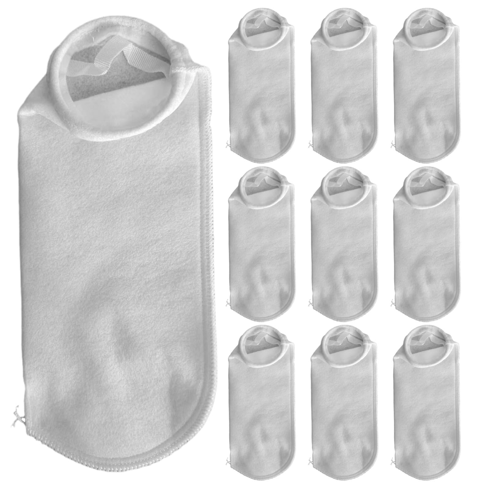10 bolsas de filtro líquido, 10,5 cm, 200 micras, calcetines de filtro industrial PP PE con anillo de acero para pintura, barnices, productos químicos, farmacéuticos, filtración líquida de nueva