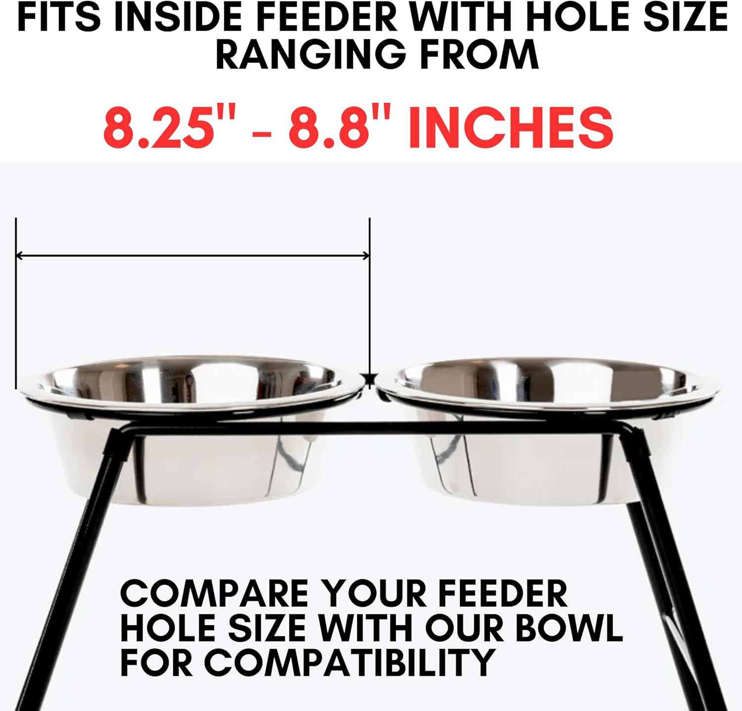 Bosky 4 Pack Stainless Steel Dog Bowls 8.8" Diameter for Food or Water ~ Ideal for Use on Floor or for Elevated Feeder Stands