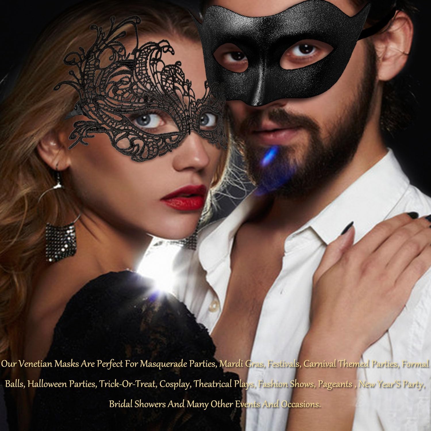 MYMENU Masquerade Masks for Women Couple Men Venetian Mask Halloween Carnival Mask for Party Prom Costume - Image 8