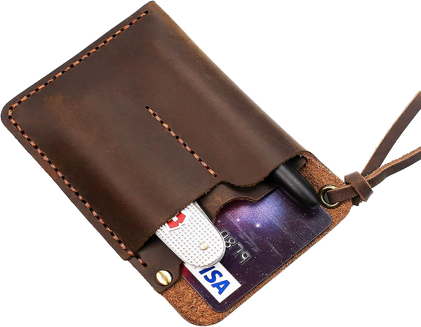 EASYANT Handmade EDC Organizer Leather Sheath for Flashlight Tactical Pen Military Multitool