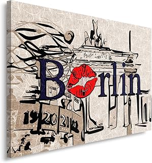 Feeby Frames, Quadro Pannelli, Pannello Singolo, Quadro su Tela, Stampa Artistica, Canvas 30x40 cm, Berlino, ASTRAZIONE, Simboli, Bocca, Scritta, Colori