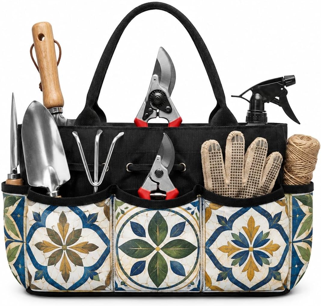 Leaf Medallion Quilt Garden Tool Bag Organizer for Yard in Spring