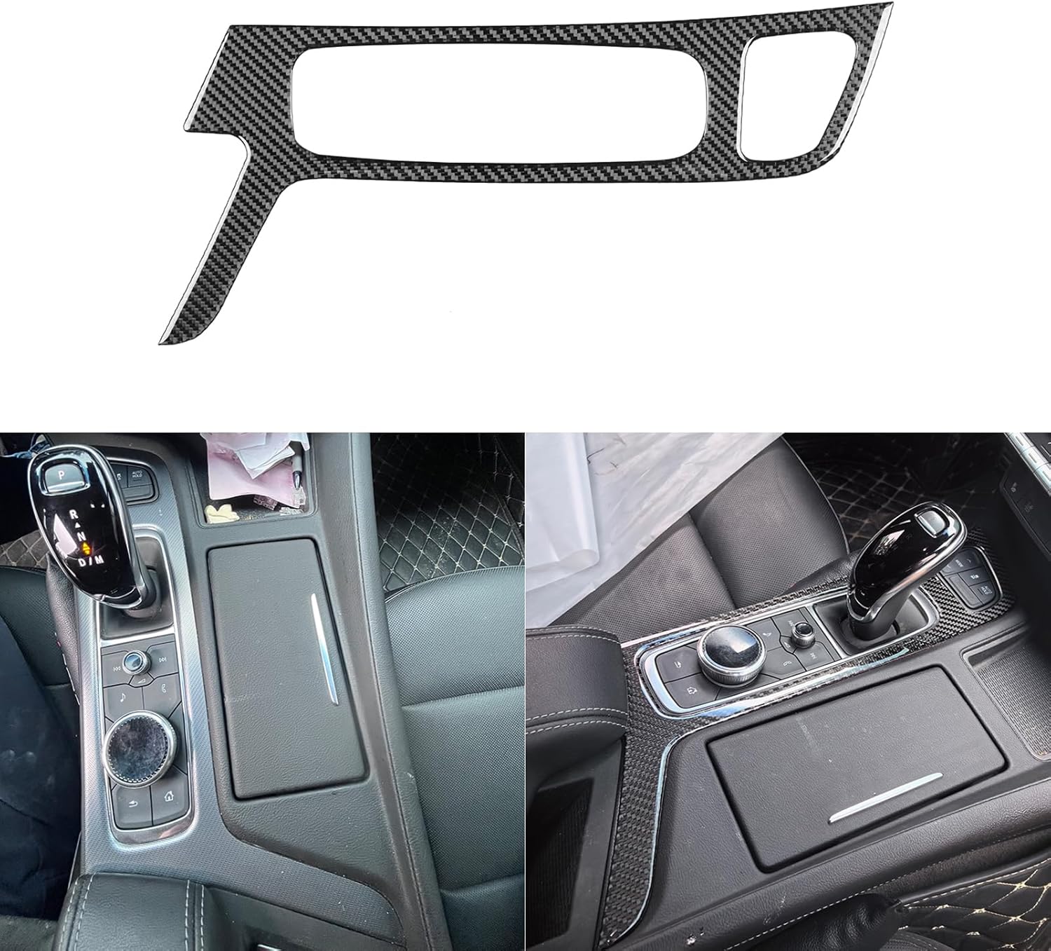 Real Carbon Fiber Car Gear Shift Panel Decal Central Control Gearbox Frame Cover Sticker Interior Trim Compatible with Cadillac CT5 2019 2020 2021 2022 2023 Black Auto Decorative Accessories