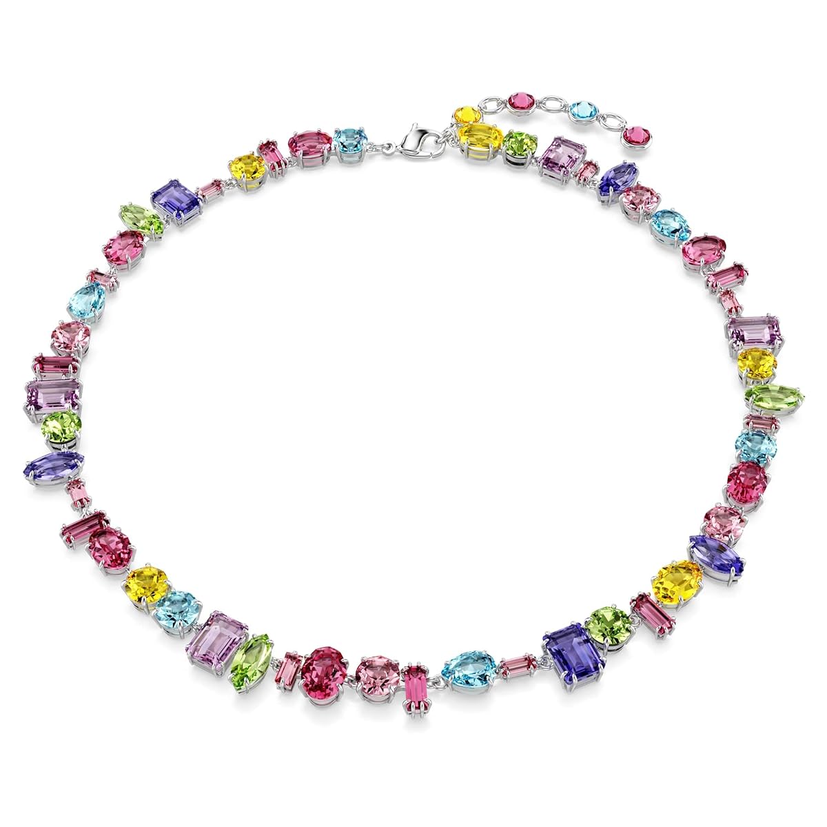 Swarovski Gema necklace, Mixed cuts, Multicolored, Rhodium plated