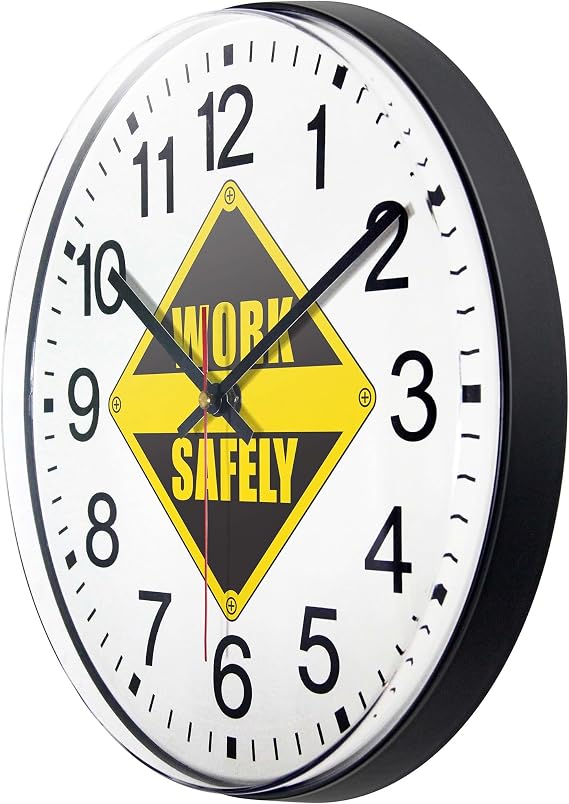 Infinity Instruments LTD. Prosaic ITC Work Safely Wall Clock, Black, 12