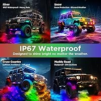 Vista 3 de Rock Lights for Trucks Dreamcolor 20 Pods RGB Rock Light with APP/RF Control 200 Dynamic Modes Music Sync LED Underglow Lights Kit IP67 Waterproof