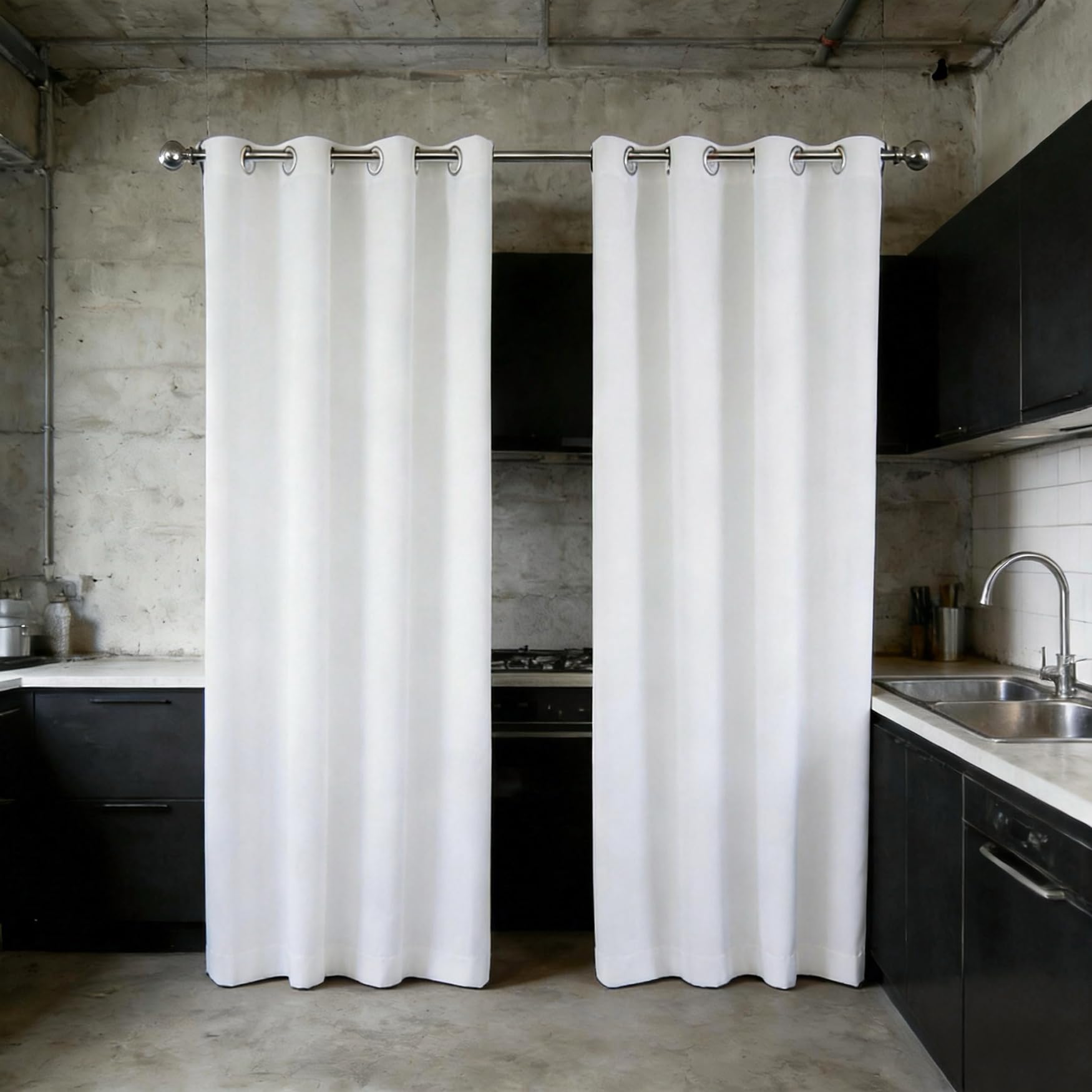 Rideau isolant thermique contre le froid et la lumière blanc