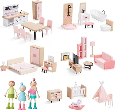 Giant bean Giant bean Mobilier en Bois pour Maison de Poupées 36 Pièces