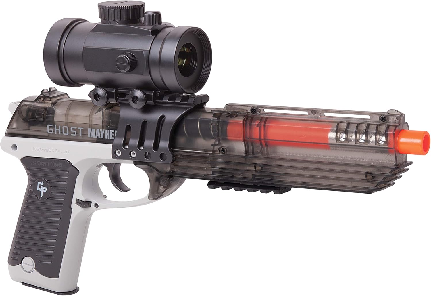 Game Face GFSGPKTGS Ghost Eraser Spring-Powered Airsoft Shotgun And Tactical Pistol Kit With Red Dot Scope (Grey/Smoke)