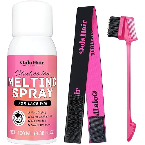 Dolahair Lace Melting Spray for GlueLess Wigs lace Bond Melting Spray Bond Adhesive Wig Glue Spray (Melting Spray/1 Band/1 Brush)