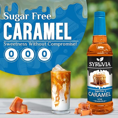 Miniatura 3 de Syruvia - Jarabe de caramelo sin azúcar para café, 25.4 onzas de jarabe saborizante de caramelo