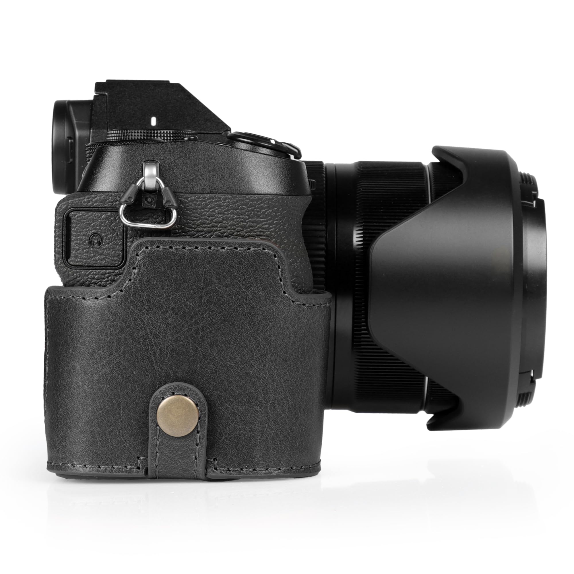 MegaGear - Etui na Aparat Fotograficzny z Prawdziwej Skóry do Fujifilm X-S20 - Stylowa i Ochronna Torba Cyfrowa - Czarny, przypadkowy