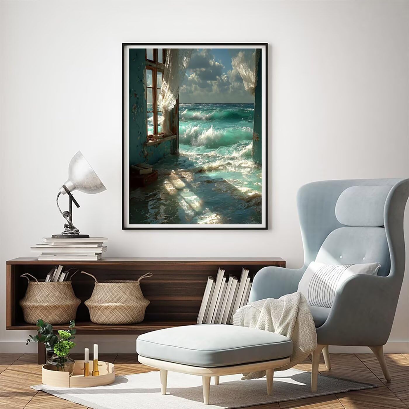 Landschaft Ozean Malen Nach Zahlen Erwachsene, Paint by Numbers Adult Anfänger Kreativ Set für, Heimwerk Malen Nach Zahlen Kinder, Pinsel und 36 Acrylfarbe Als, für Deko Wohnzimmer 60 x 80 cm BJHWK393