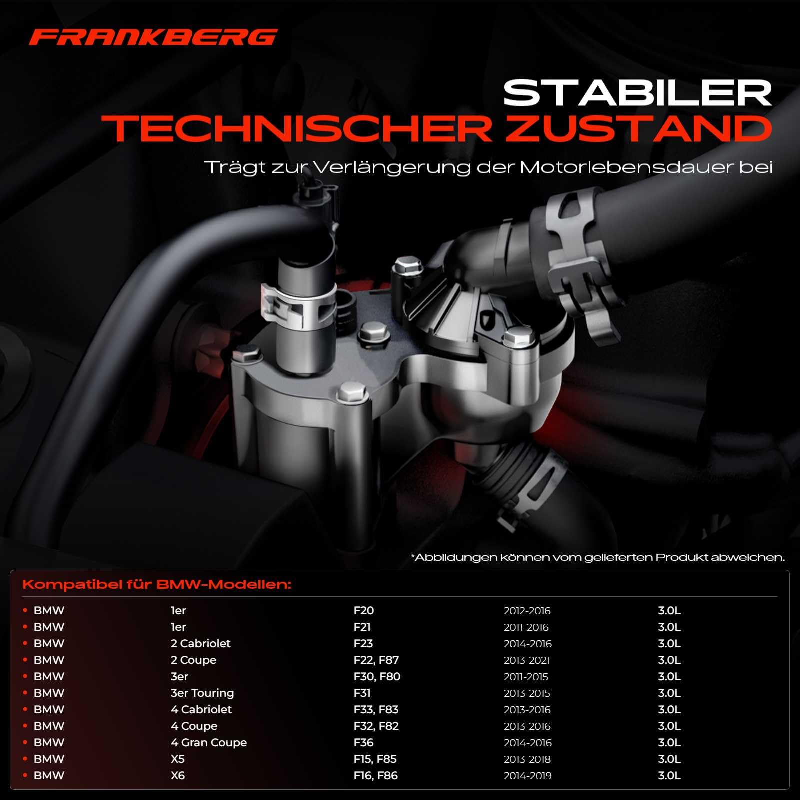 Frankberg Termostato del liquido di raffreddamento con guarnizione 103°C | V20991303; Compatibile con: 3 Gran Turismo F34, 4 Gran Coupé F36, Serie 1 F21, 2 Coupé F22 F87, 4 Cabriolet F33 F83
