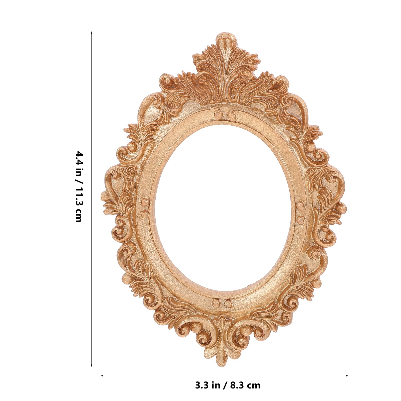 LOGOFUN Antique Picture Frame Refrigerator Magnet Vintage Resin Photo Frame Magnetic Decor with for Home Wall Supplies - Gold Elliptical 4 * 3in