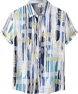 Hawaiian Camicia per Uomo Casual Button Down Shortsleeve