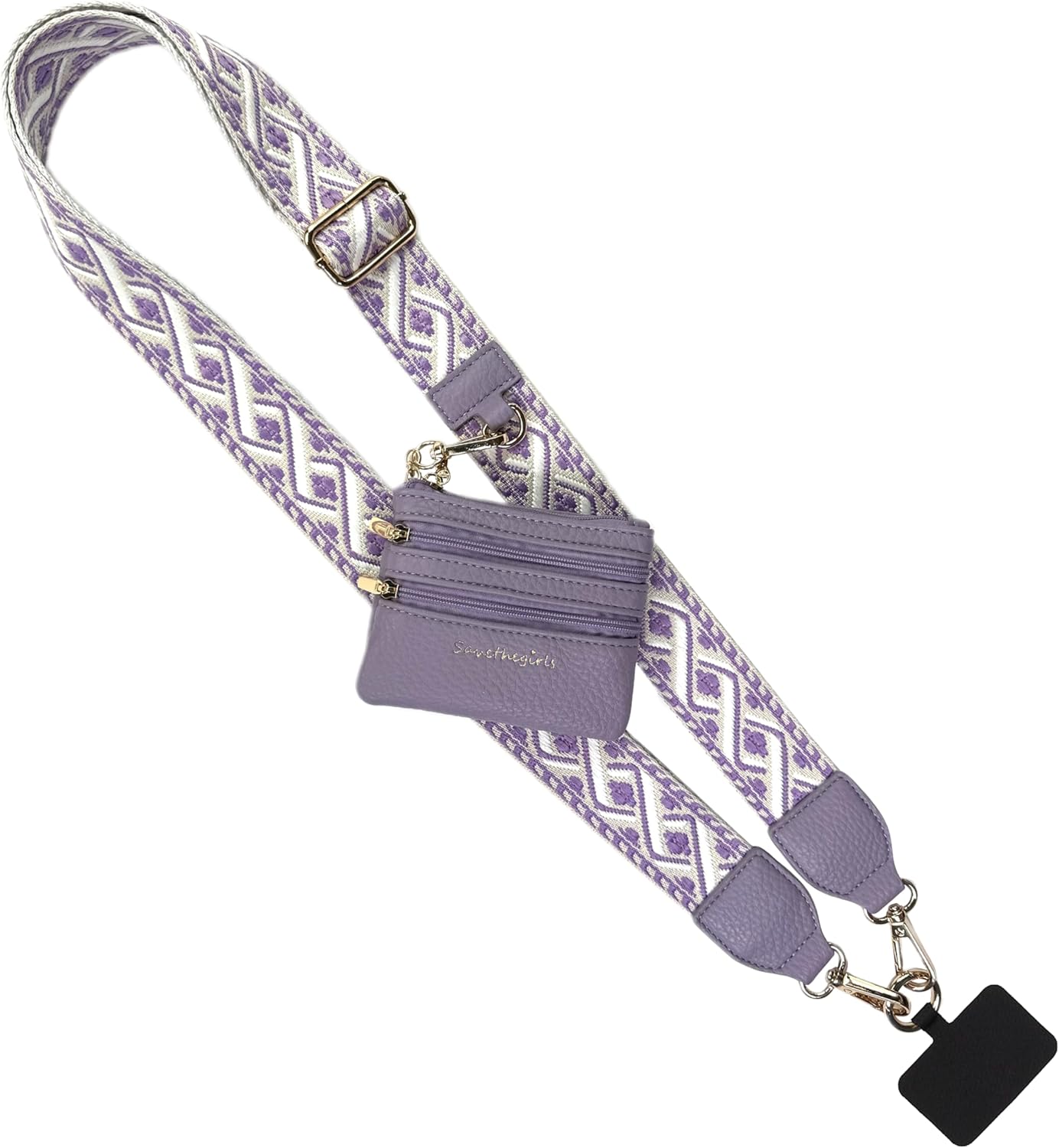 Original Clip and Go Phone Strap Pattern - Crossbody Phone Strap Chain with Zipper Wallet Pouch