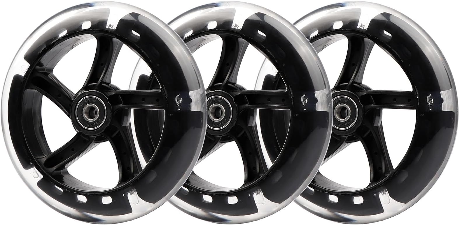 Wiggle Scooter 145mm White Light-Up Replacement Wheels Front/Rear for Y Fliker 3-Wheeled Swing Scooter (3)