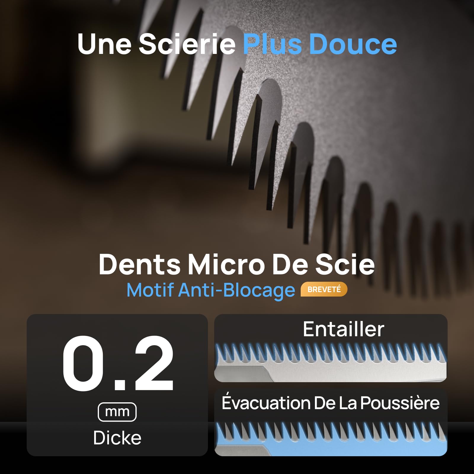 HOZO Ensemble de lames de scie NeoSander, transforme le NeoSander en mini scie alternative, 8 pièces de lames anti-accrochage de 0,2 mm, 4 lames courbées pour des coupes droites et 4 lames de scie