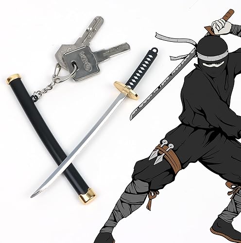 Miniatura 4 de SHARP CASTLE Mini katana japonesa, cuchillo de acero inoxidable ultra afilado de 5.7 pulgadas con vaina, llavero Katana de anime, cortador de