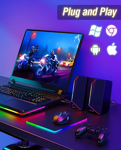 Miniatura 5 de LENRUE Altavoces de computadora, altavoces de PC alimentados por USB/USB-C con sonido estéreo fuerte, auriculares para escritorio, iMac, MacBook,