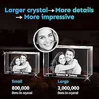Vista 5 de Foto de Cristal 3D Personalizada Imagen 3D en Cristal - Regalo para Mamá Esposa Ella Abuela Él Papá Navidad Año Nuevo Cumpleaños Boda Parejas