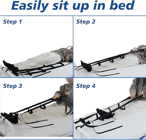 Miniatura 6 de Asistencia de escalera de cama con 6 asas, correa de escalera de cama de cuerda ajustable, ayudante de escalera de cuerda de cama para personas
