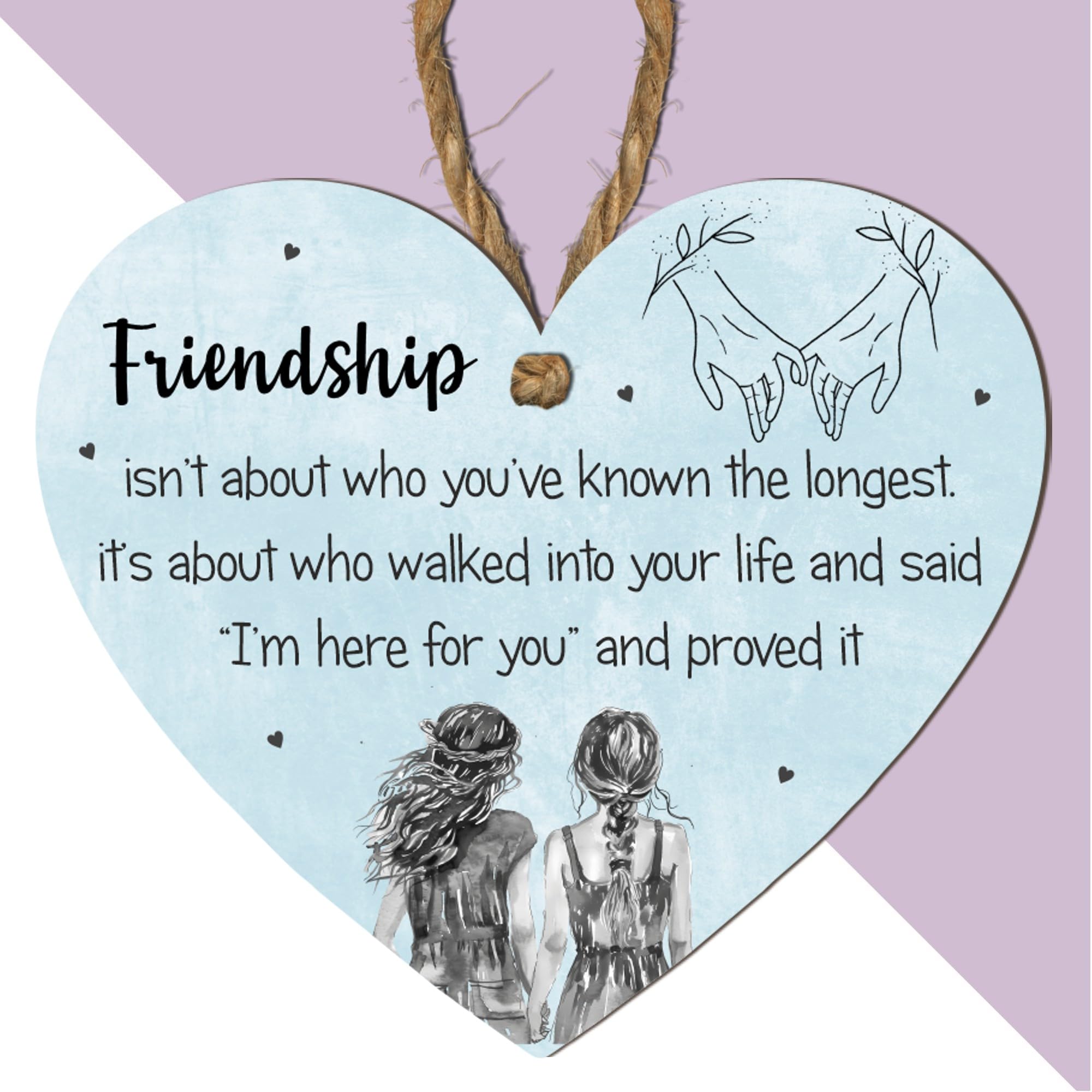 Friendship Plaque - 'Friendship Isn’t About Who You’ve Known The Longest' Hanging Decoration | Unique Friendship Gifts for Best Friends, Sisters & Soulmates | (Blue, Medium: 15 cm (H) × 13 cm (W))