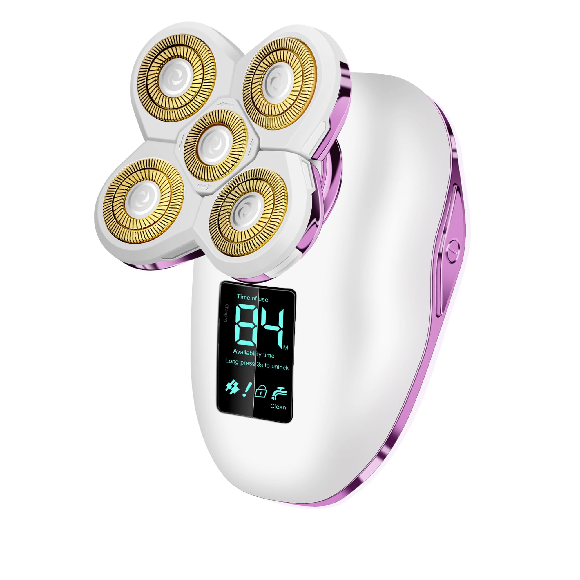 Rasoi elettrici per gambe da donna 5D: testine magnetiche impermeabili ricaricabili rasoio multiuso per depilazione su gambe bikini corpo viola