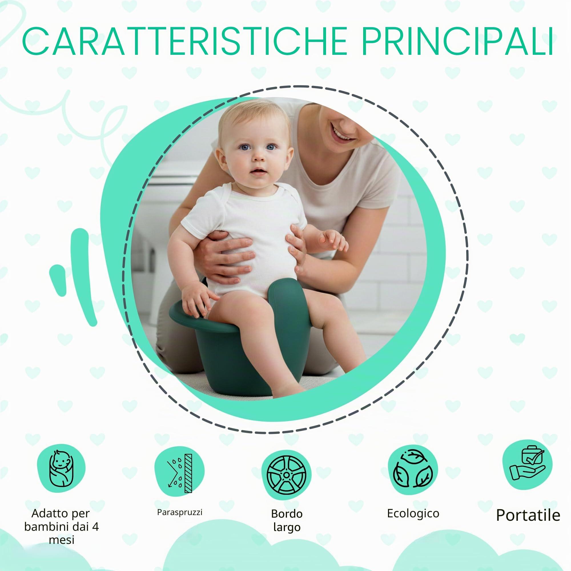 Vasino Easypisi (colore turchese), senza pannolini, Elimination Communication, vasino mobile per ragazzi e ragazze fino a 1 anno, accessori per neonati, Made in Germany (Verde bosco)